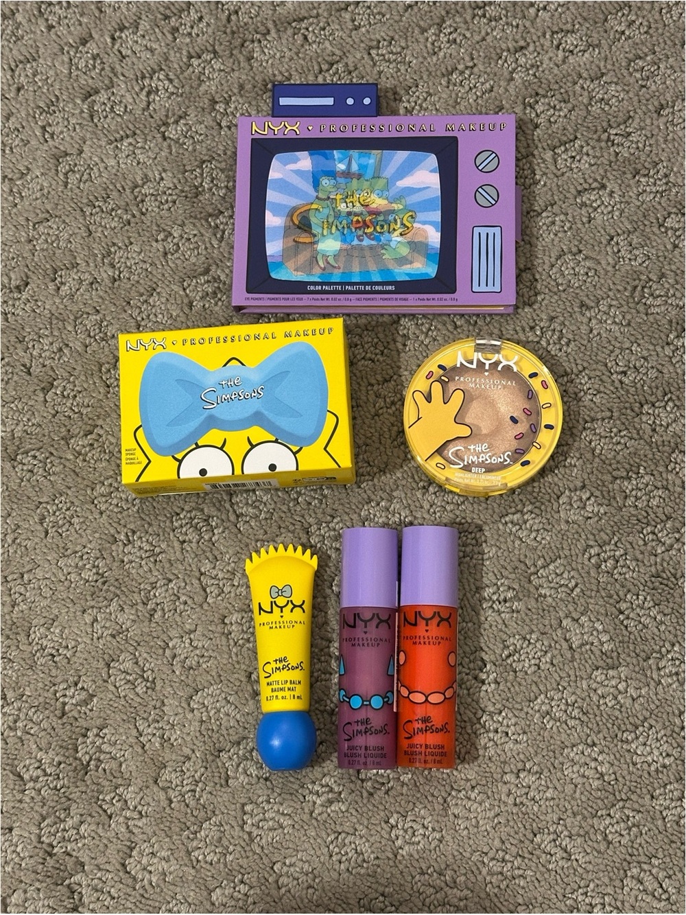 NEW NYX x The Simpsons Makeup Palette, Highlighter, Lip Balm & 2 Liquid Blushes